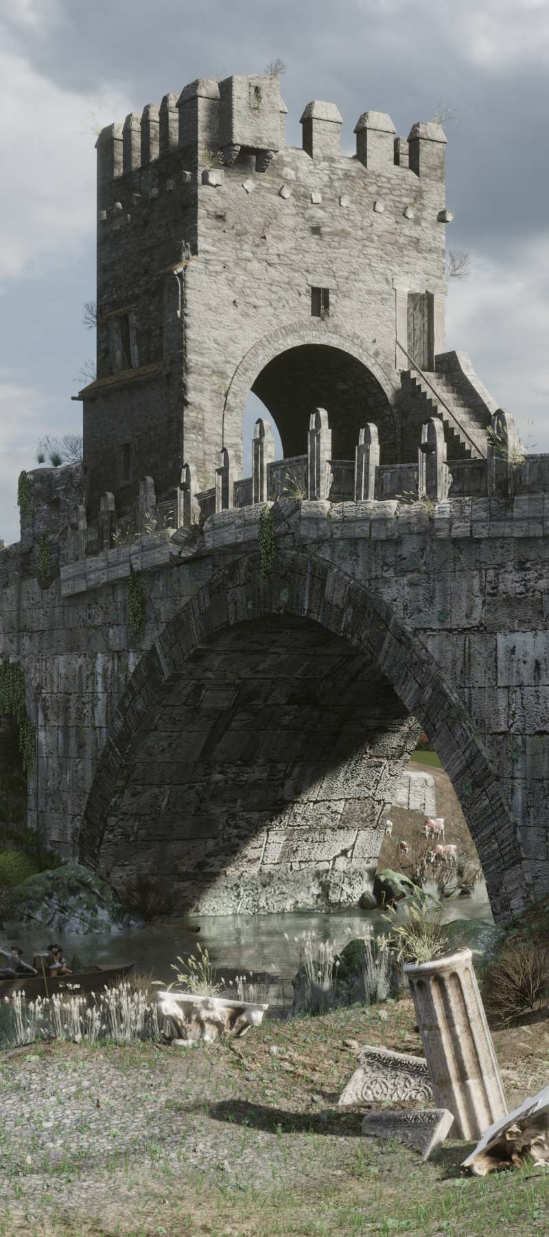 Cristian Boiardi - ricostruzione del ponte Salario al tempo di Piranesi